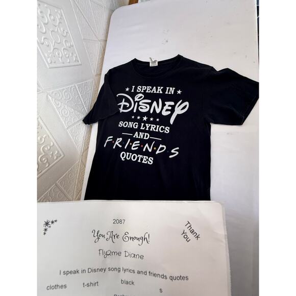 I speak in Disney Song Lyrics and FRIENDS quotes t-shirt black Small - Picture 5 of 5